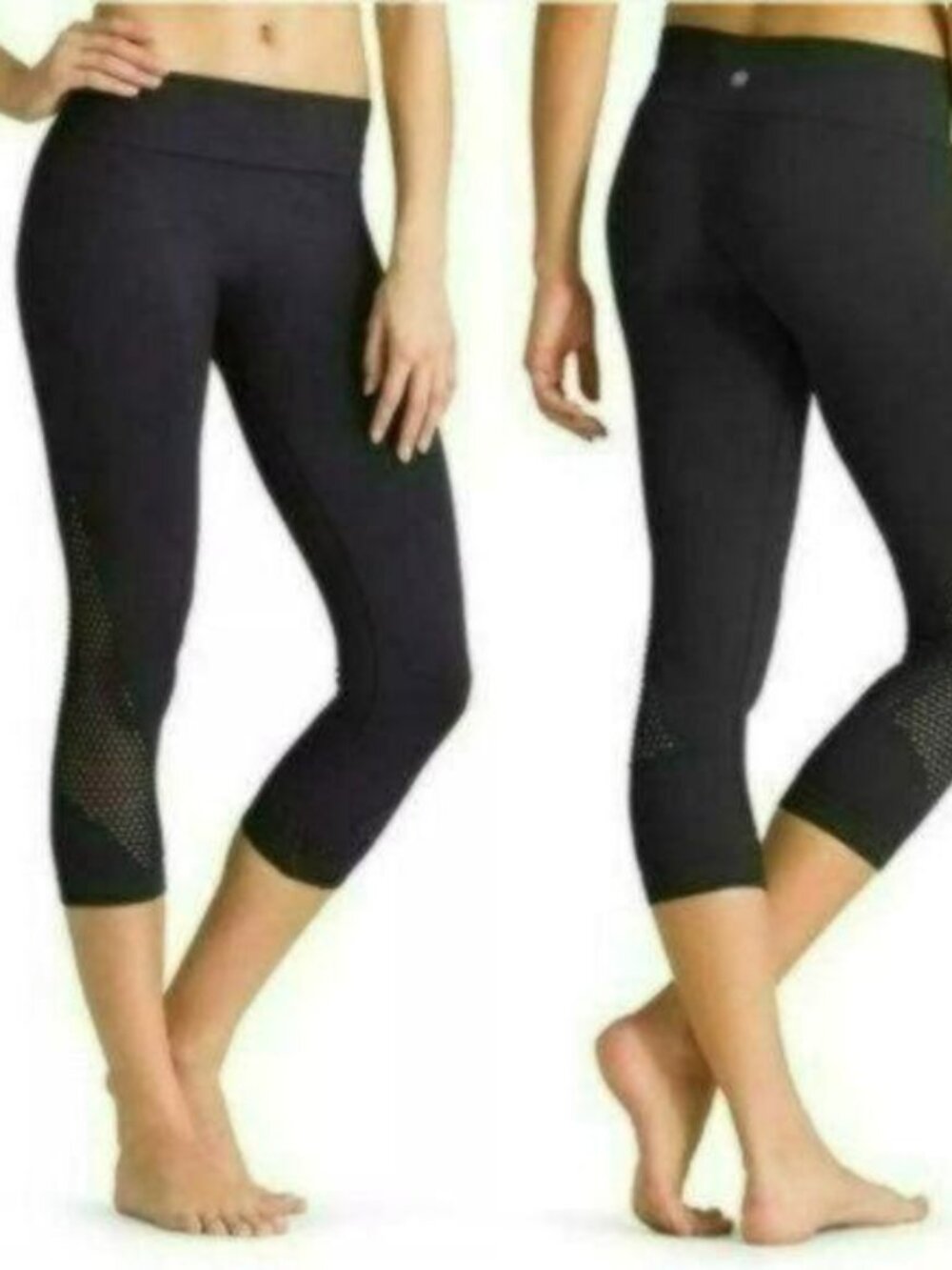 Athleta Breakthrough Women's Small Black Laser Cut Mid Rise Capri Leggings